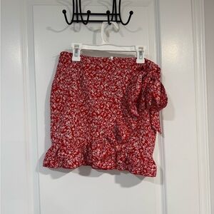 Floral Red Skirt